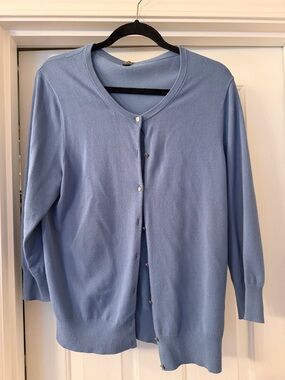Ann Taylor Powder Blue V-Neck Button Cardigan